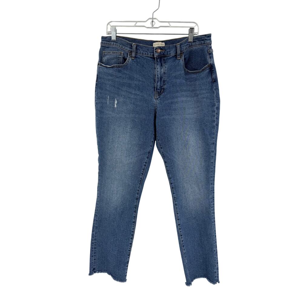 Oliver Logan Womens Crosby Relaxed Taper Jeans Size 31 Cropped Mid Rise Blue
